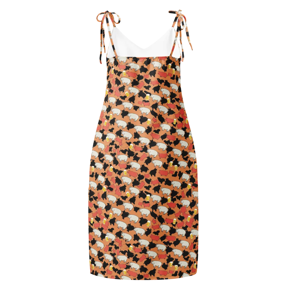 Porcine Party on Slip Dress — Back