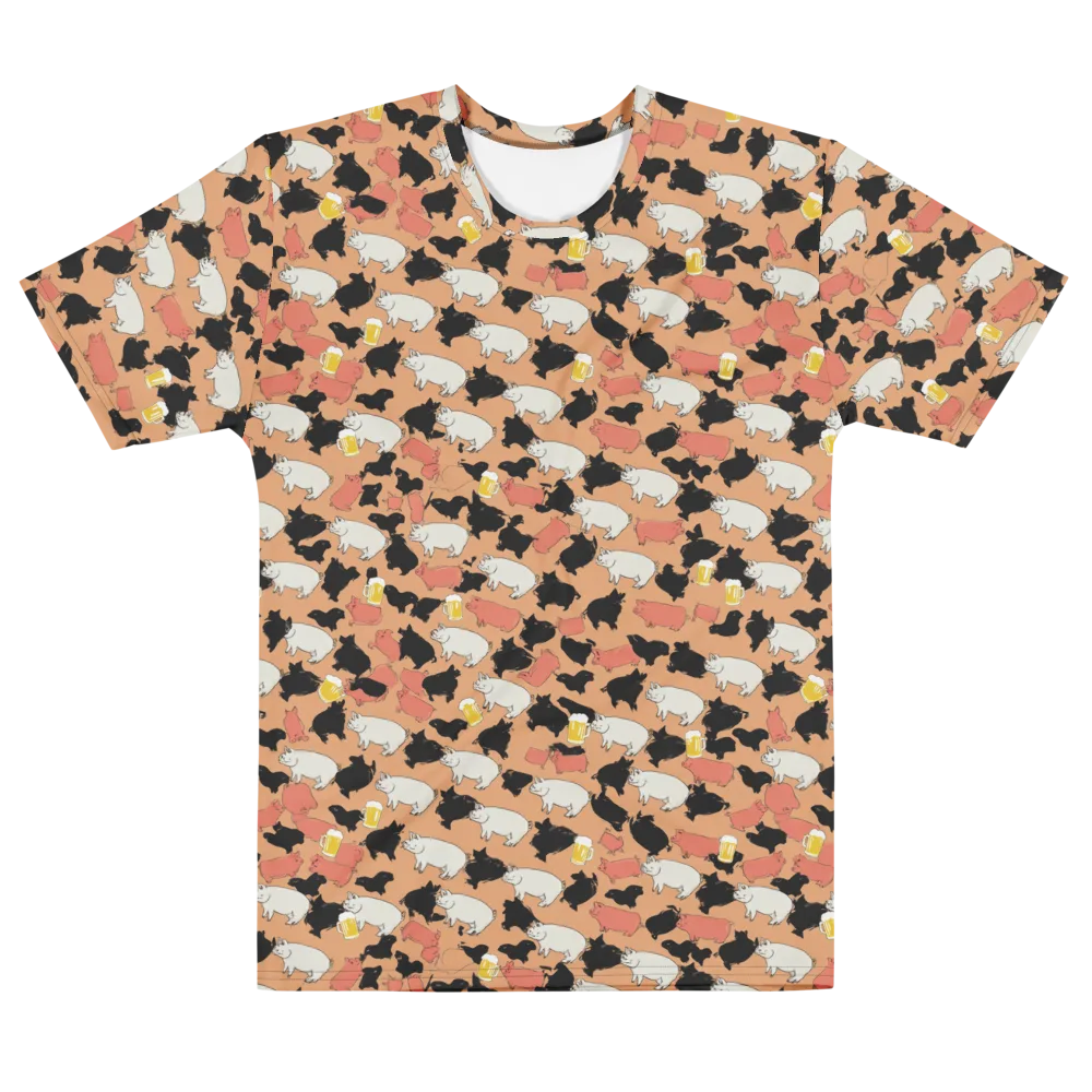 Porcine Party on Men's Cotton Crew Neck T-Shirt — Front