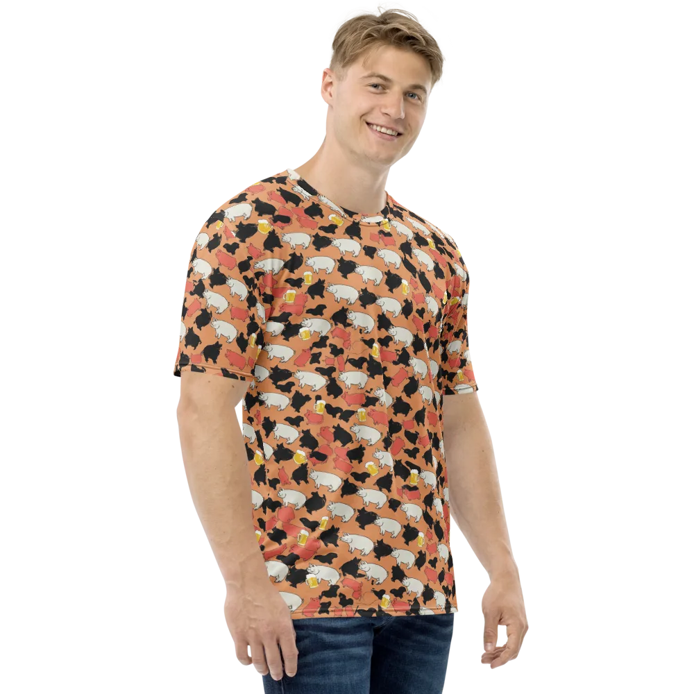 Porcine Party on Men's Crew Neck T-Shirt — Right