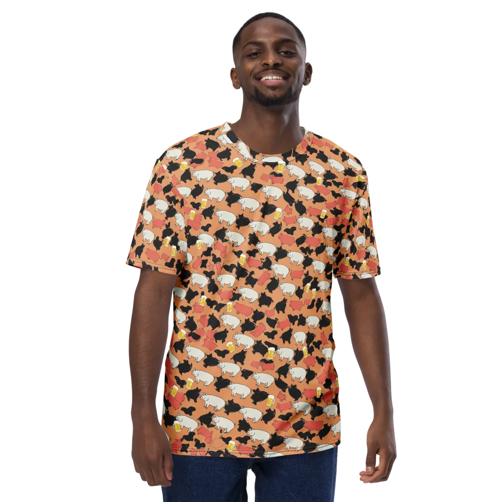 Porcine Party on Men's Crew Neck T-Shirt — Front
