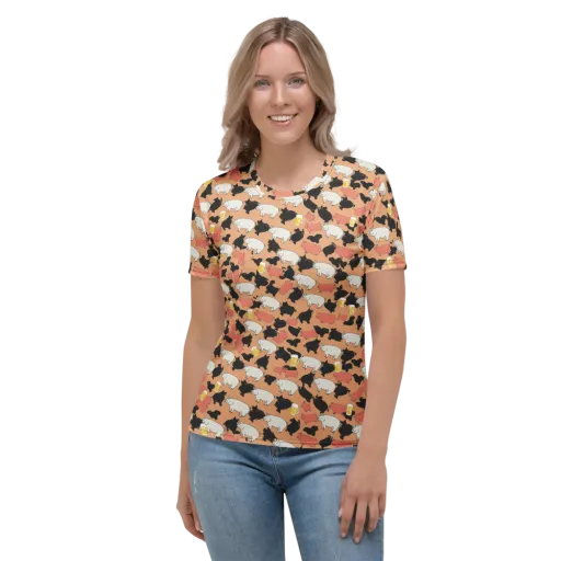 Porcine Party on a Women's Crew Neck T-Shirt