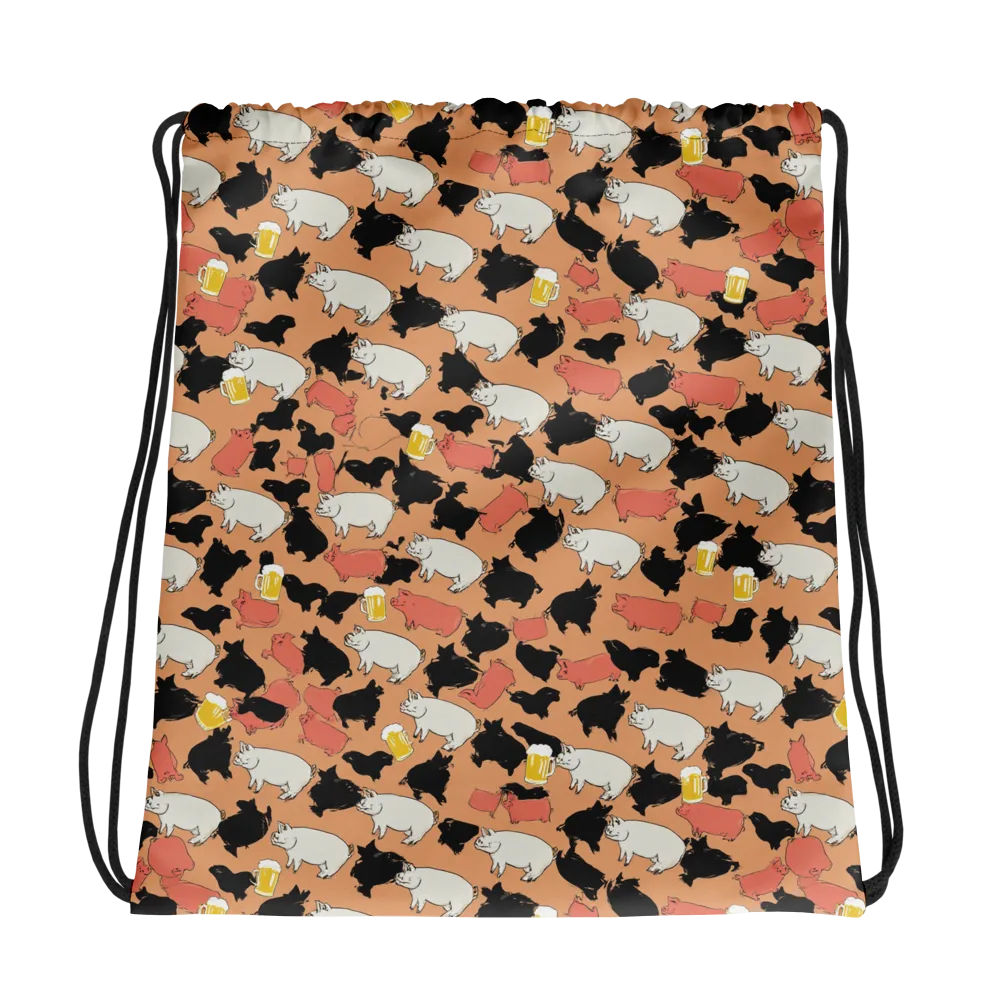 Porcine Party on Drawstring Bag — Photo