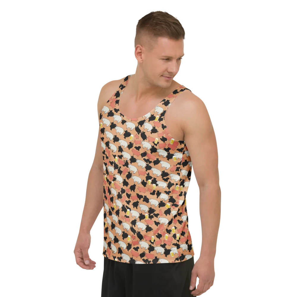 Porcine Party on Men's Tank Top — Left Front