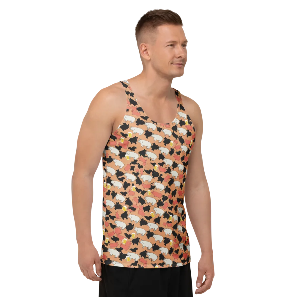 Porcine Party on Men's Tank Top — Right Front
