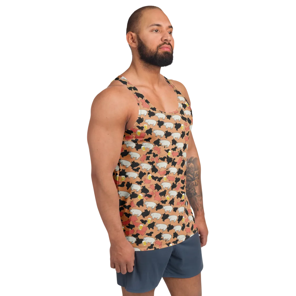 Porcine Party on Men's Tank Top — Right Front
