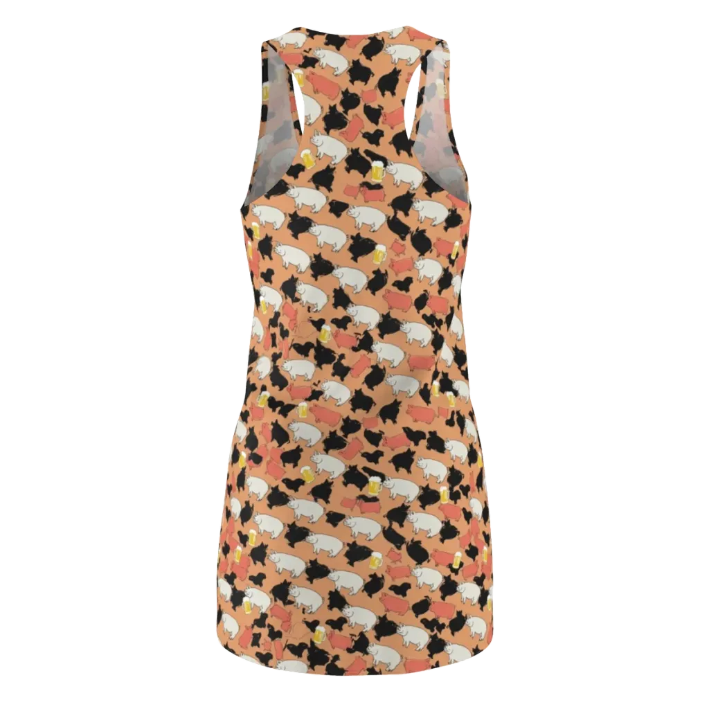 Porcine Party on Racerback Dress — Back