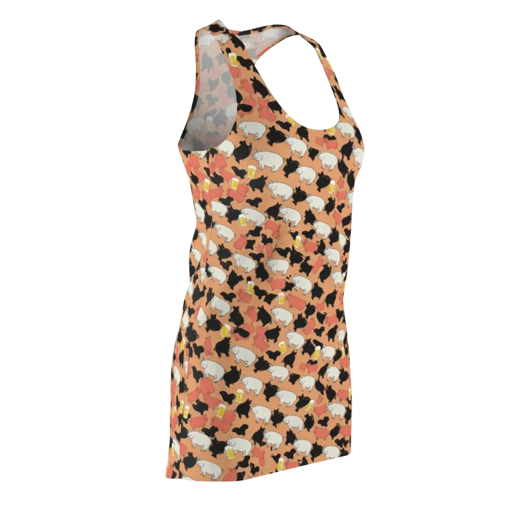 Porcine Party on Racerback Dress — Front Side