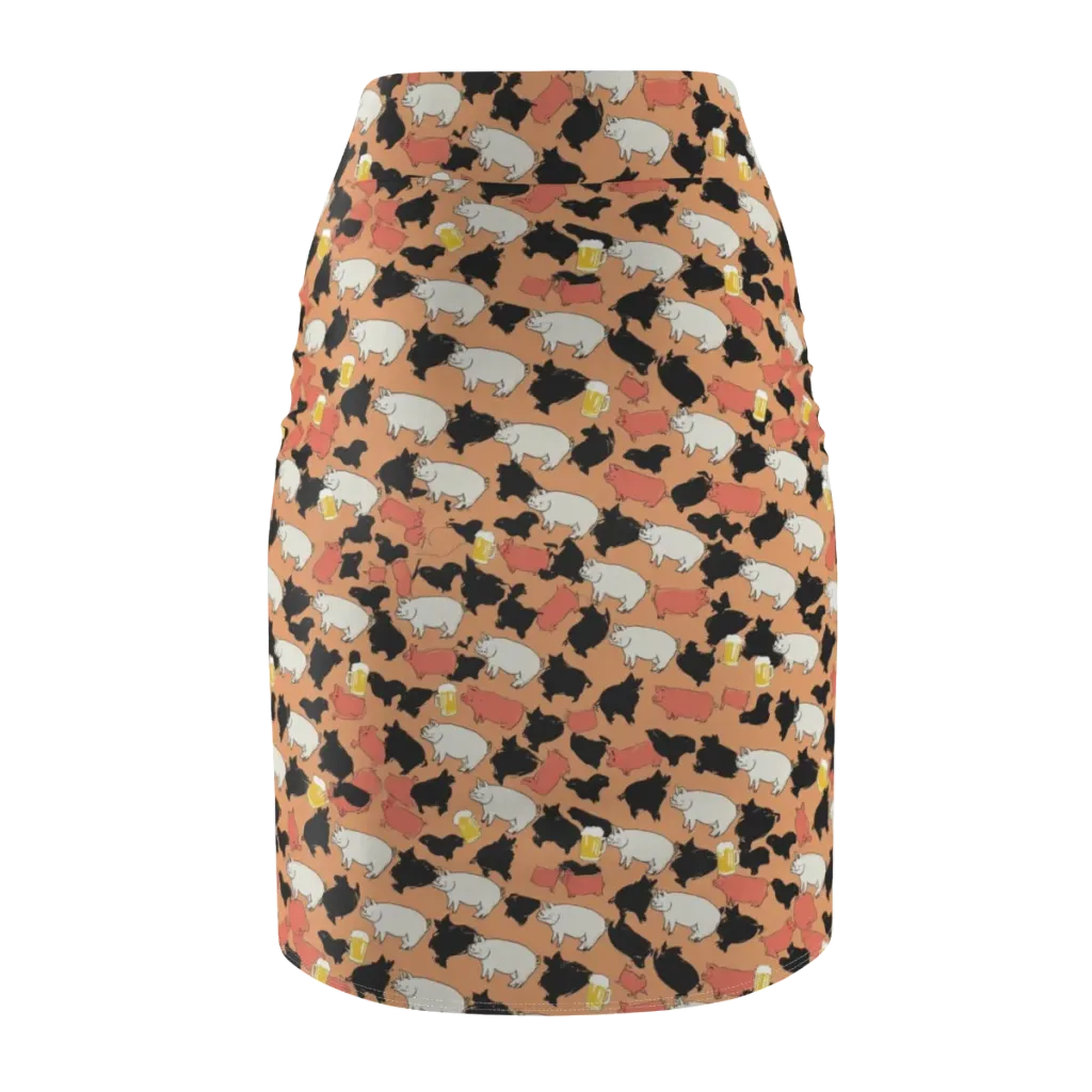 Porcine Party on Pencil Skirt — Back