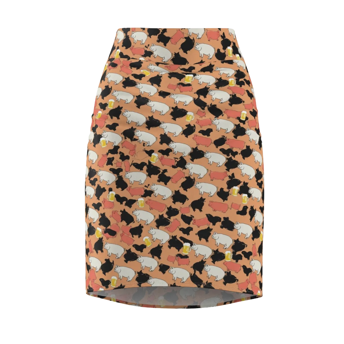 Porcine Party on Pencil Skirt — Front