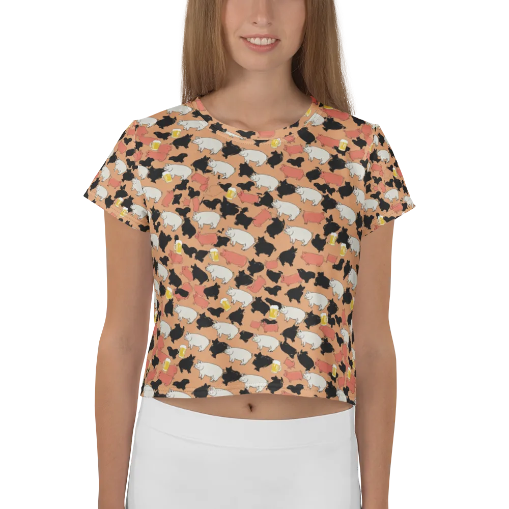 Porcine Party on Crop Tee — Front