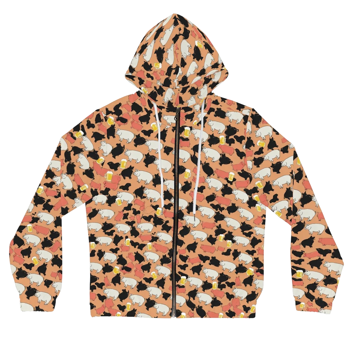 Porcine Party on Women's Full-Zip Hoodie — Front