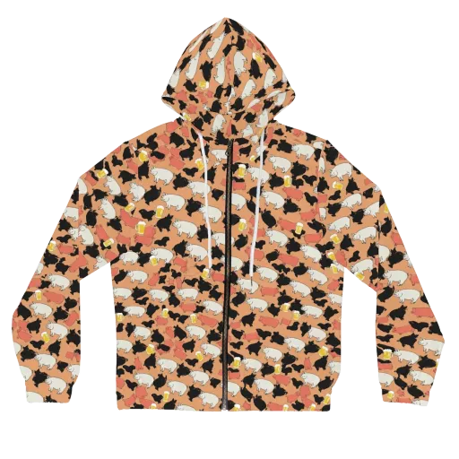 Porcine Party on a Women's Full-Zip Hoodie