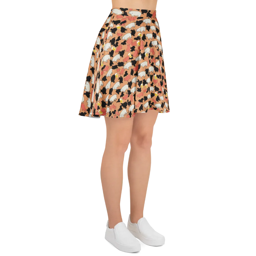 Porcine Party on Skater Skirt — Right
