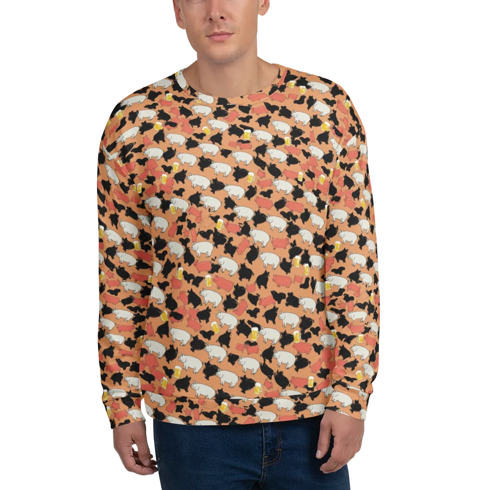 Porcine Party on Sweatshirt — Front
