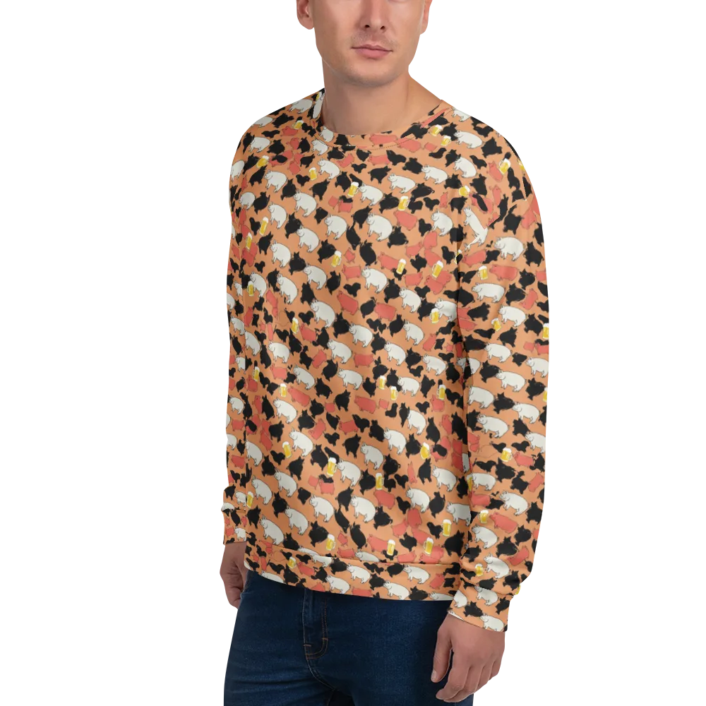 Porcine Party on Sweatshirt — Left Front