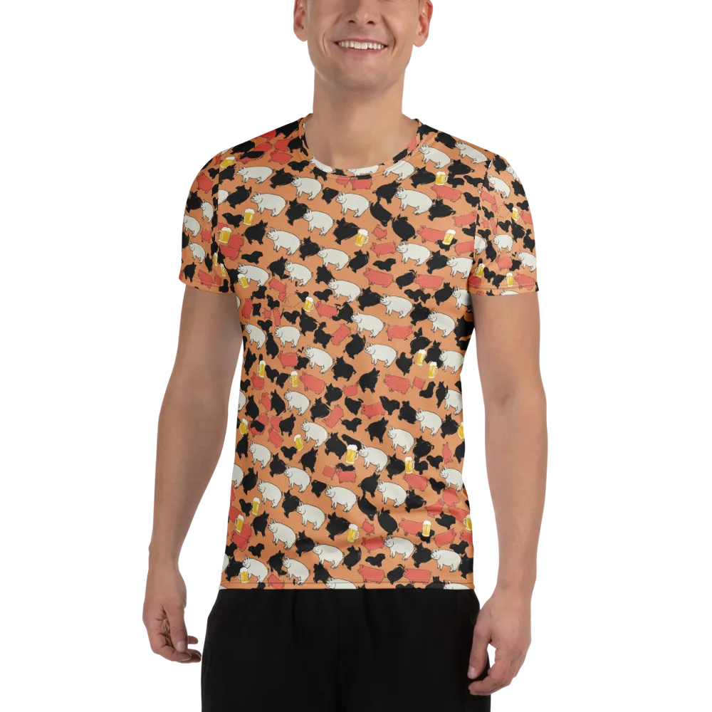 Porcine Party on Men's Athletic T-Shirt — Front