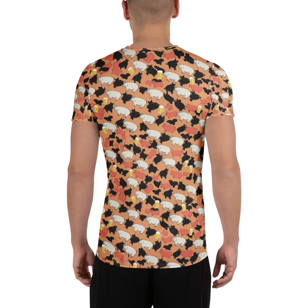 Porcine Party on Men's Athletic T-Shirt — Back