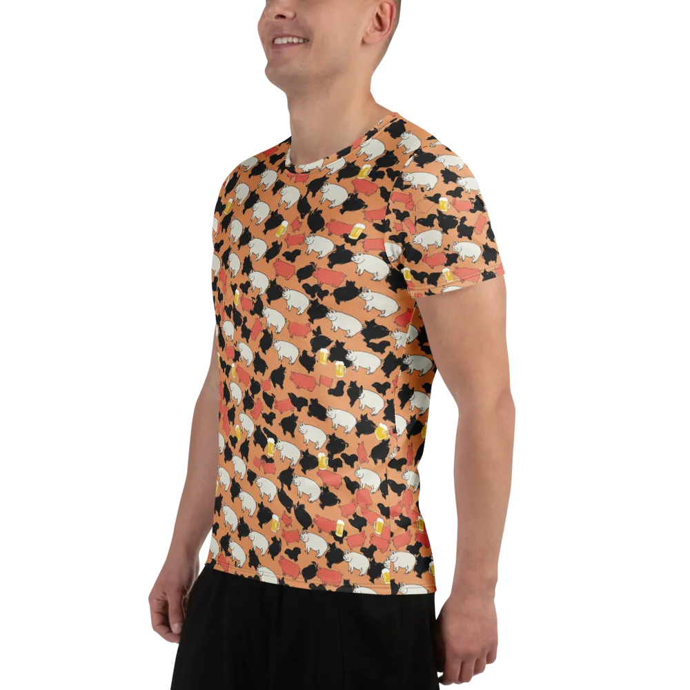 Porcine Party on Men's Athletic T-Shirt — Left