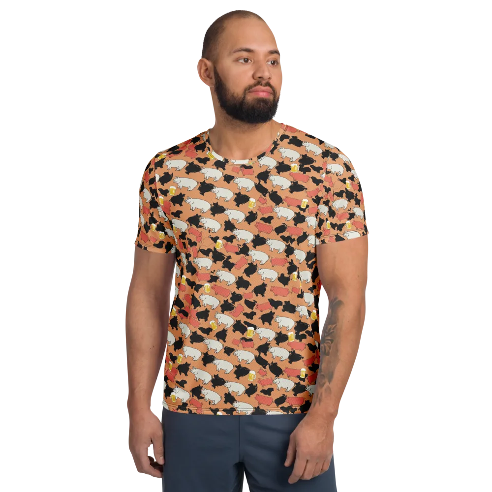 Porcine Party on Men's Athletic T-Shirt — Front