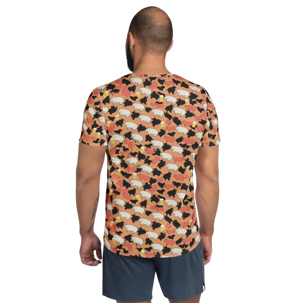 Porcine Party on Men's Athletic T-Shirt — Back