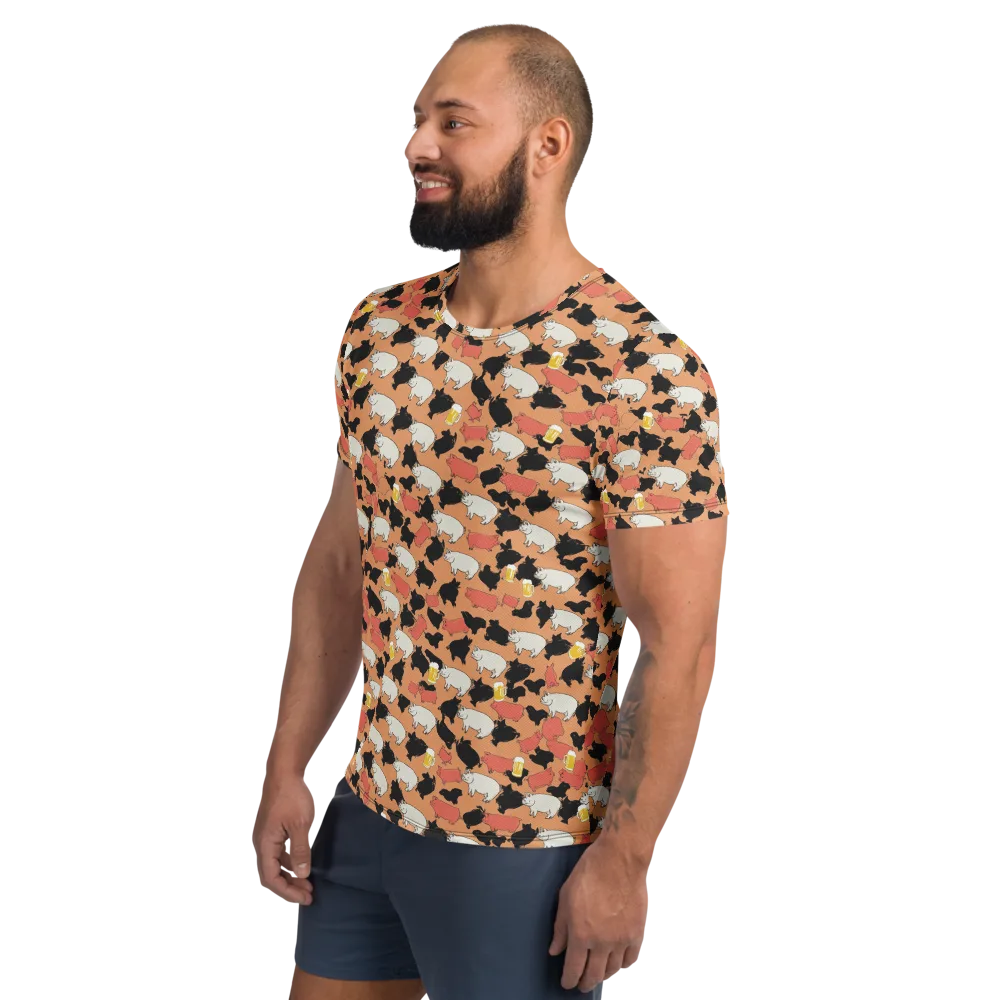 Porcine Party on Men's Athletic T-Shirt — Left