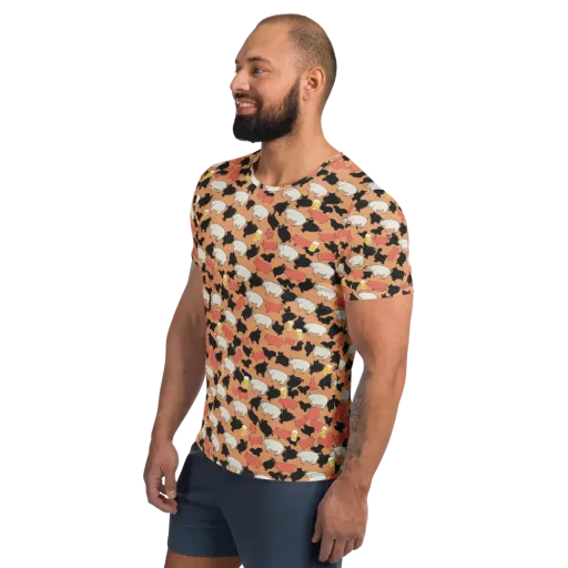 Porcine Party on a Men's Athletic T-Shirt