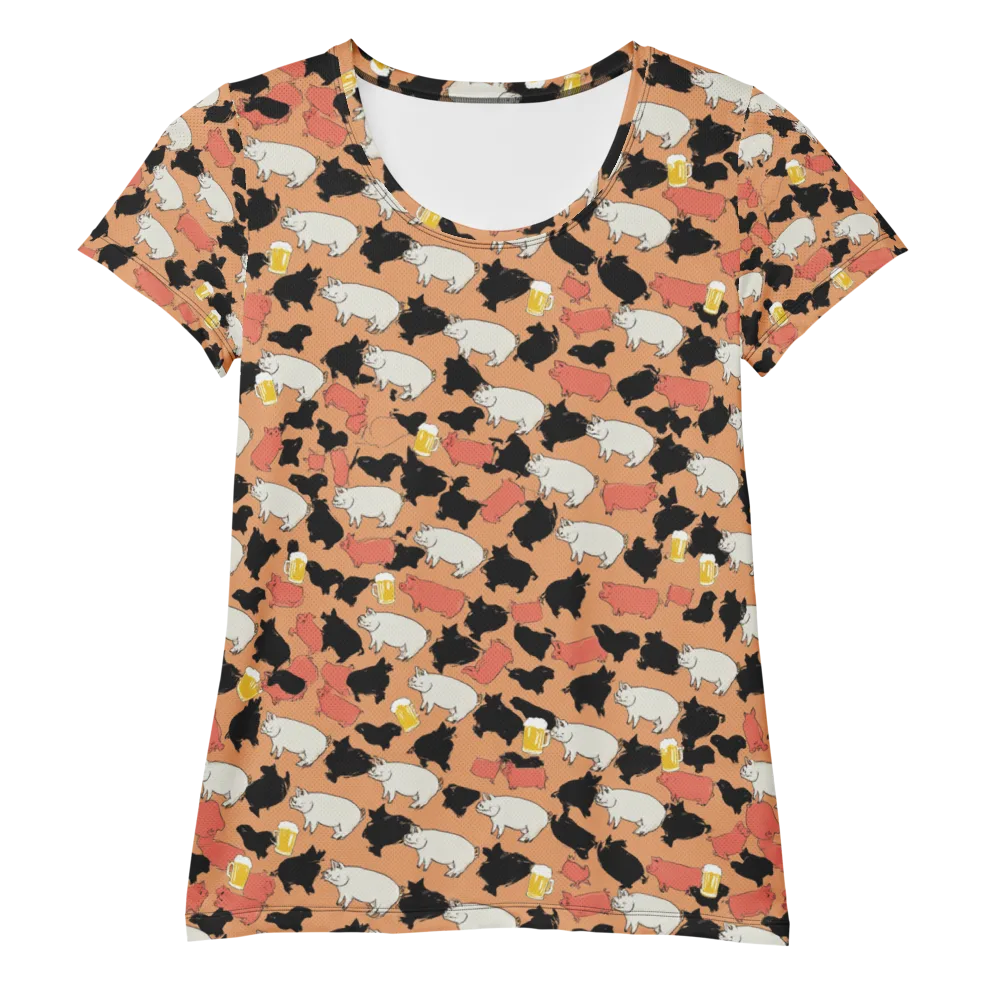 Porcine Party on Women's Athletic T-Shirt — Front