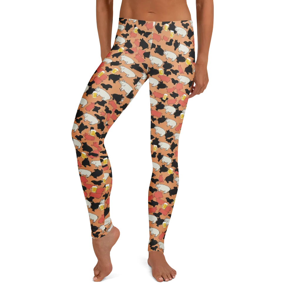 Porcine Party on Leggings — Front