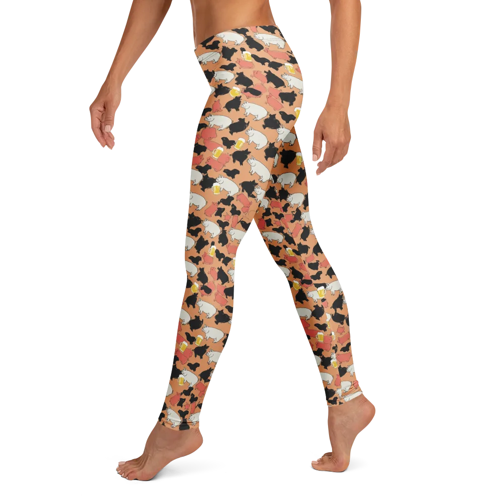 Porcine Party on Leggings — Left