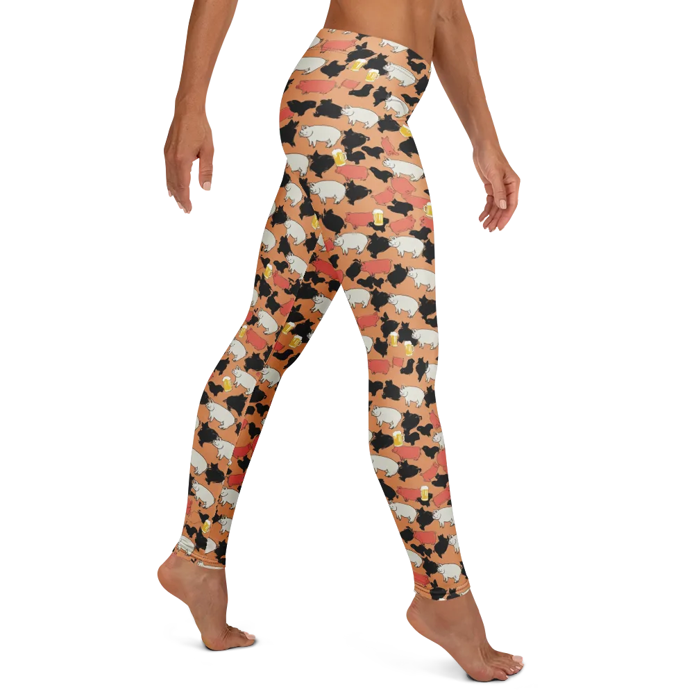Porcine Party on Leggings — Right