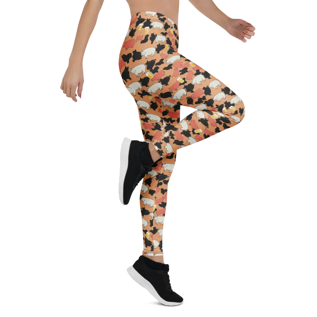Porcine Party on Leggings — Right