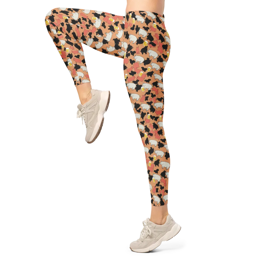 Porcine Party on Leggings — Left