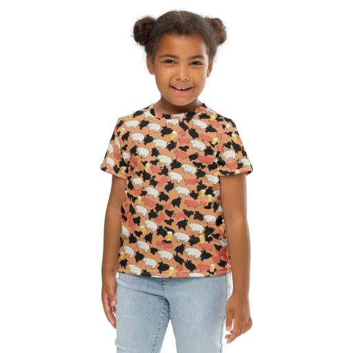 Porcine Party on a Kids Crew Neck T-Shirt