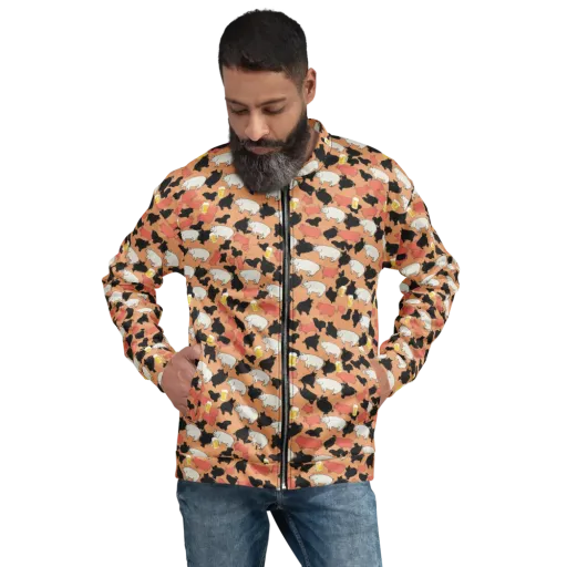 Porcine Party on a Bomber Jacket