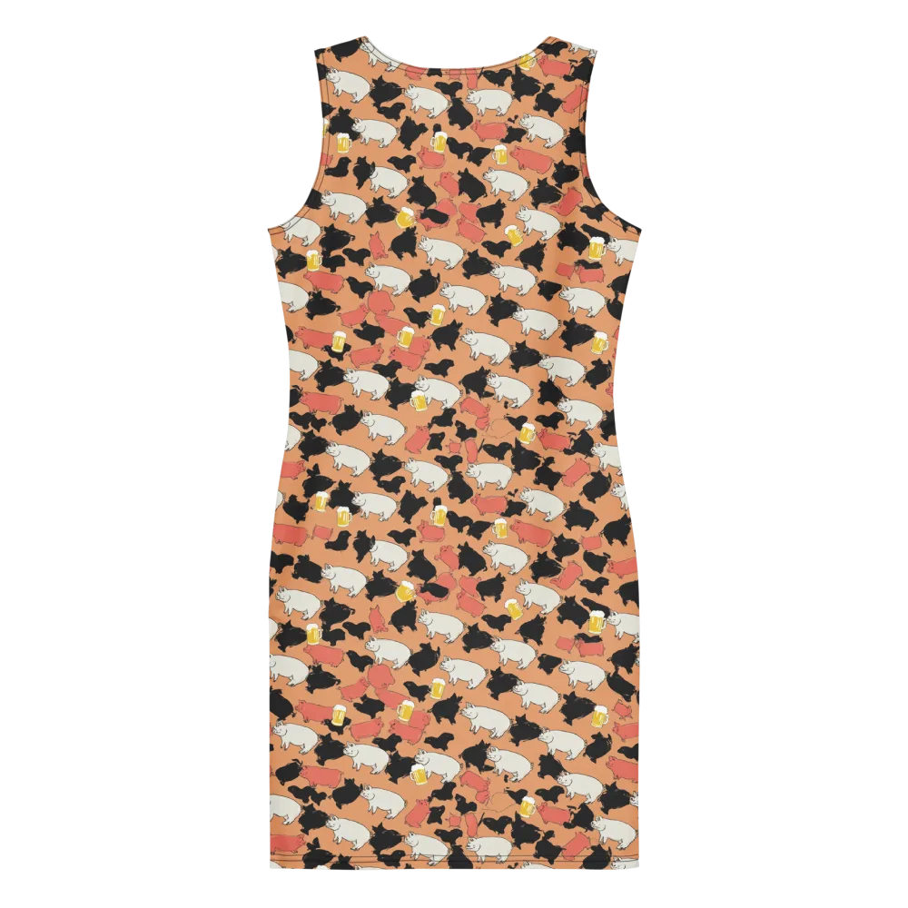 Porcine Party on Bodycon Dress — Back