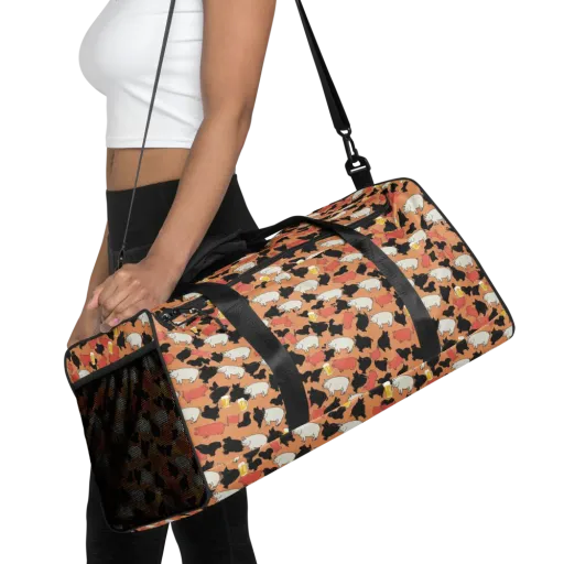 Porcine Party on a Duffle Bag