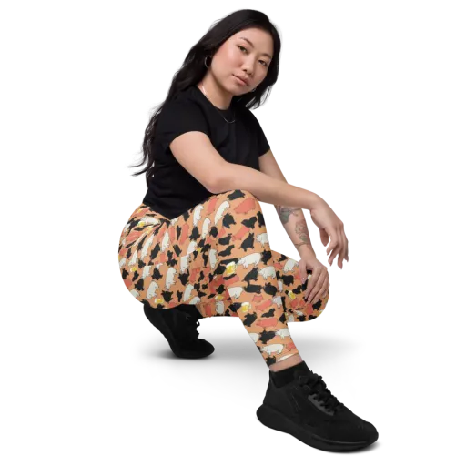 Porcine Party on a Leggings with Pockets