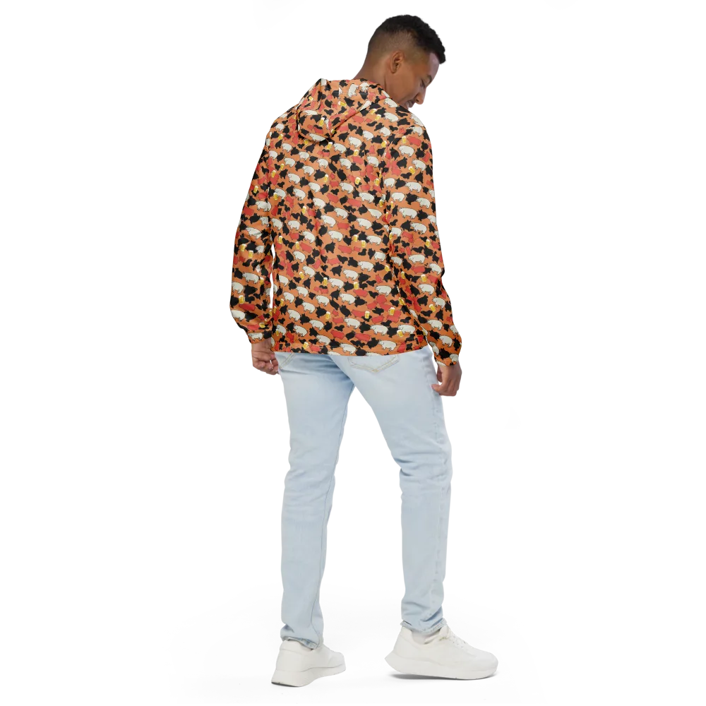 Porcine Party on Men's Windbreaker — Back