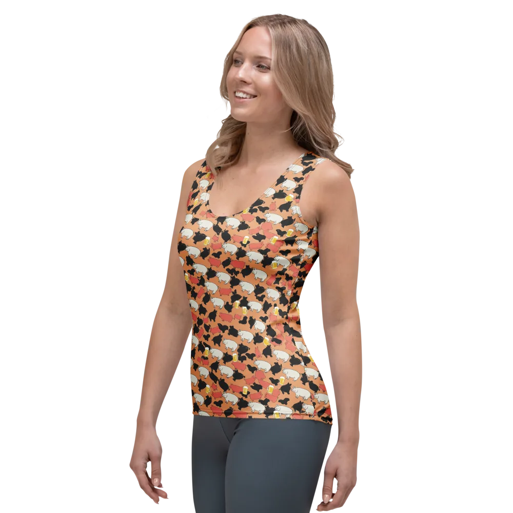 Porcine Party on Women's Tank Top — Left Front