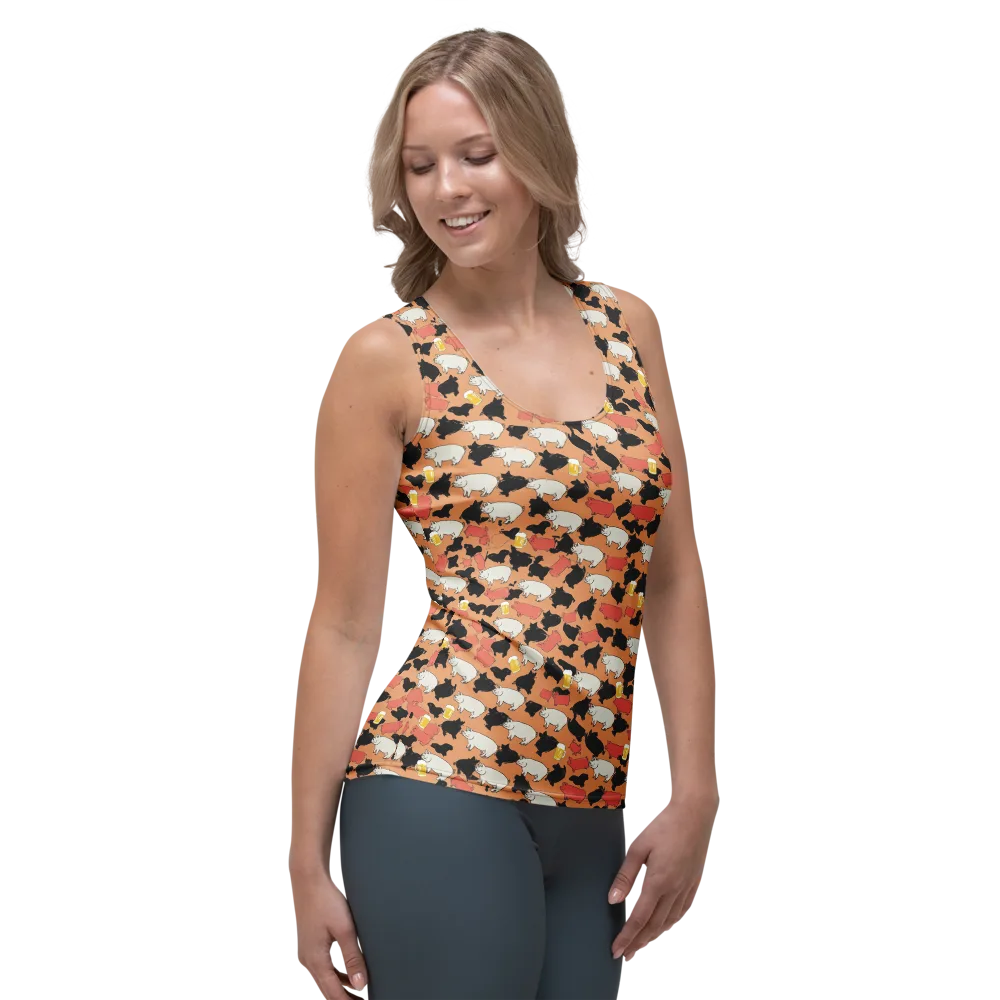 Porcine Party on Women's Tank Top — Right Front