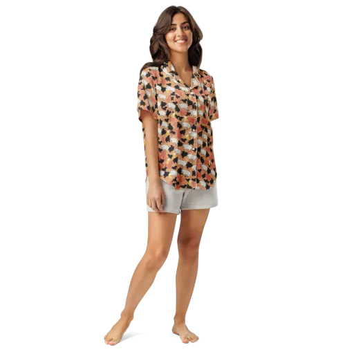 Porcine Party on a Women's Short Sleeve Pajama Top