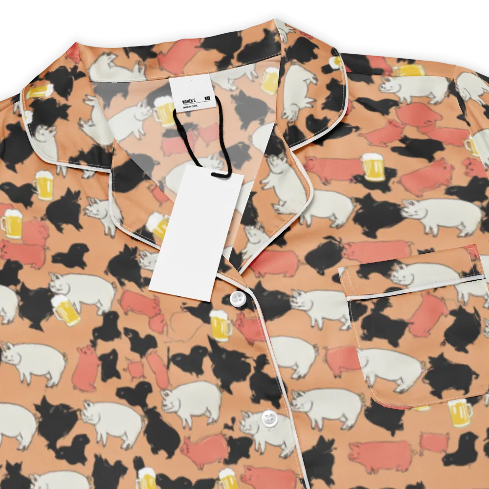 Porcine Party on Women's Short Sleeve Pajama Top — Product details