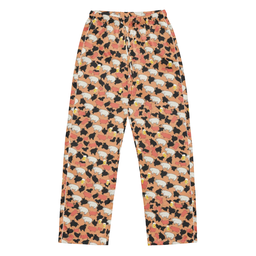 Porcine Party on Women's Pajama Pants — Front