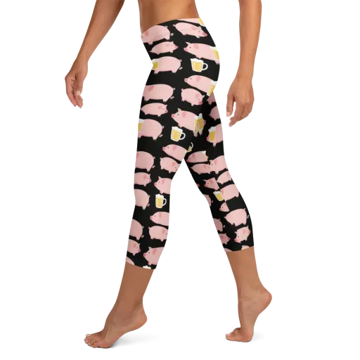 Boozy Barnyard on a Capri Leggings