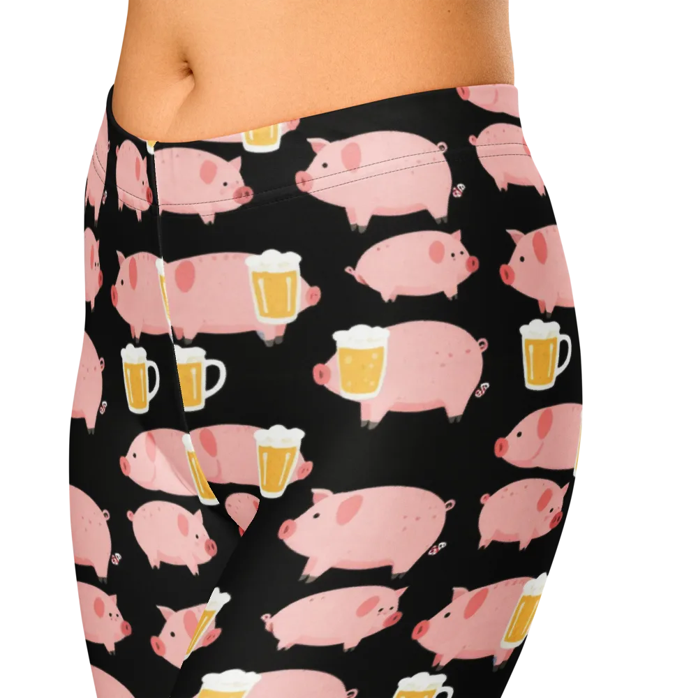 Boozy Barnyard on Capri Leggings — Zoomed-in