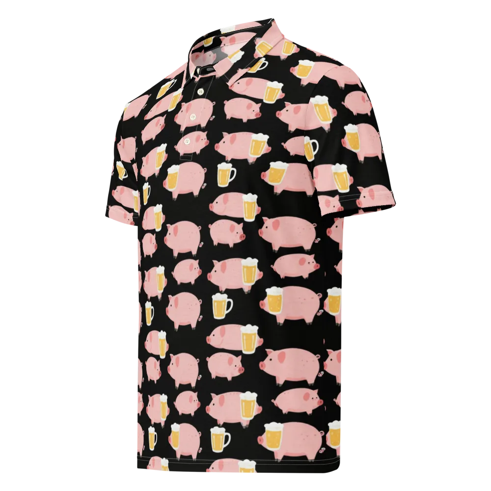 Boozy Barnyard on Men's Slim Fit Polo Shirt — Left Front