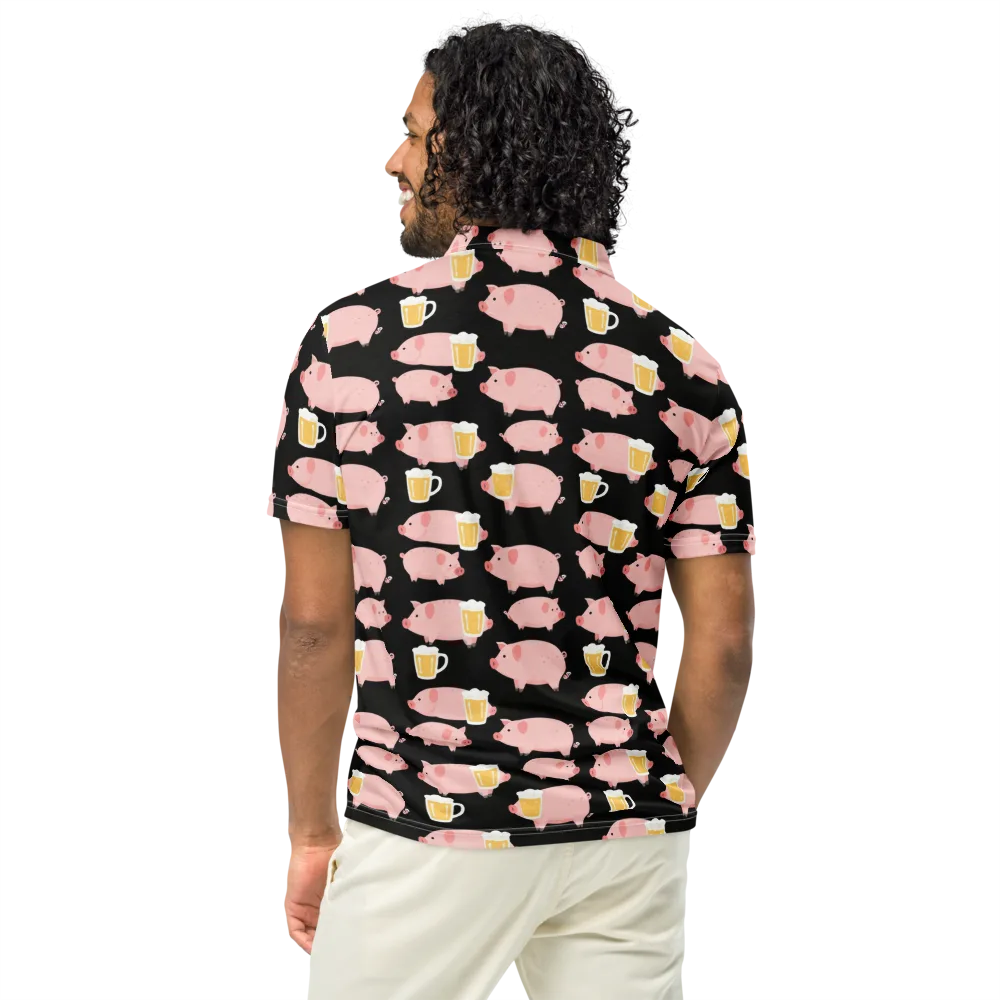 Boozy Barnyard on Men's Slim Fit Polo Shirt — Back