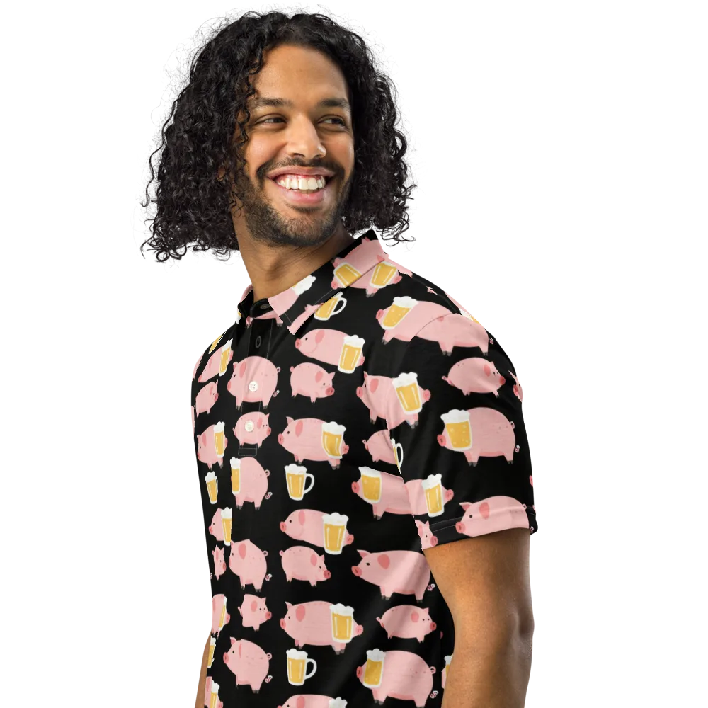 Boozy Barnyard on Men's Slim Fit Polo Shirt — Left Front