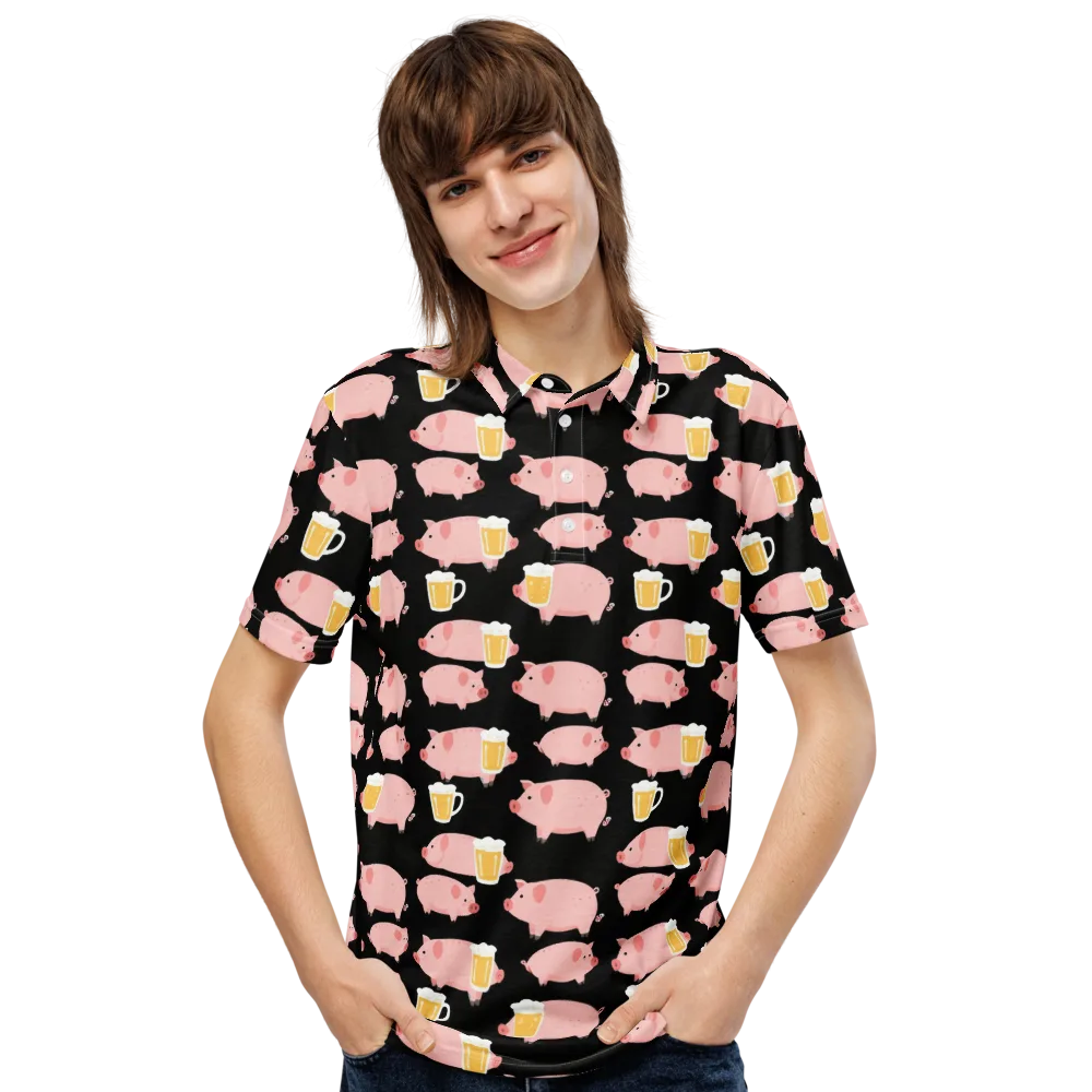 Boozy Barnyard on Men's Slim Fit Polo Shirt — Front