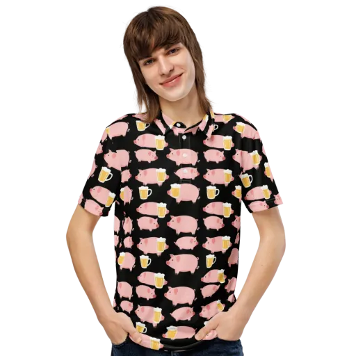 Boozy Barnyard on a Men's Slim Fit Polo Shirt